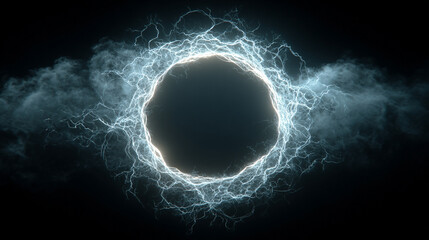 Glowing circular vortex radiates energy and motion, creating a dynamic and mesmerizing visual effect that symbolizes flow, transformation, and cosmic energy