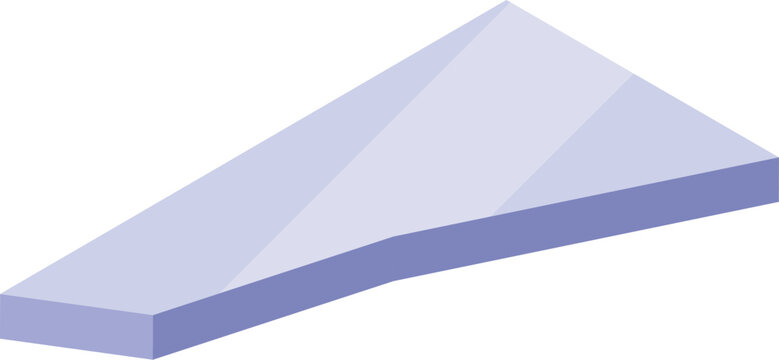 Light purple triangular prism floating on white background, representing minimalist geometric shape in isometric view