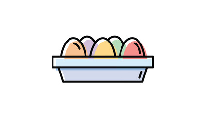 Colorful eggs in a carton for Easter or breakfast, Generative AI.