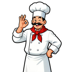 Cheerful cartoon chef making okay gesture