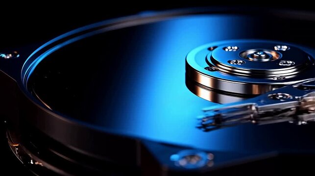 Closeup of a hard disk drive