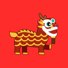 Festive Lion Dance Character Vector Illustration