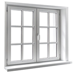 Obraz premium A bright white double window with blacked-out panes