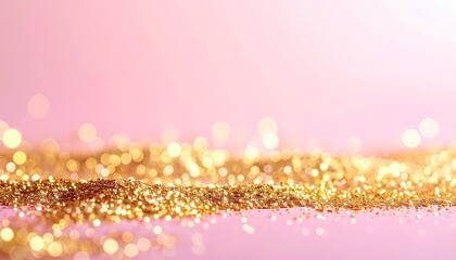 Pink Gold Background with Bokeh Glitter Lights