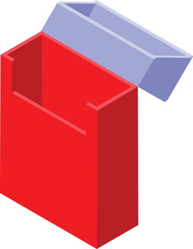 Red open cigarette pack isolated on white background, isometric view