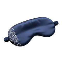 Dark Blue Silk Sleep Mask with Silver Embroidery, Cut-out