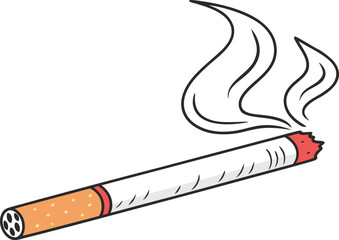 Cigarette Smoking Illustration. Tobacco Cigarette Illustration. Burning Cigarette Concept Illustration. Cigarette With Smoke Illustration. Cigarette Addiction Concept Illustration. Tobacco Smoking