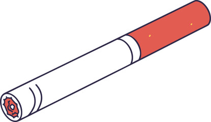 Cigarette Smoking Illustration. Tobacco Cigarette Illustration. Burning Cigarette Concept Illustration. Cigarette With Smoke Illustration. Cigarette Addiction Concept Illustration. Tobacco Smoking