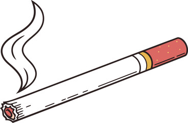 Cigarette Smoking Illustration. Tobacco Cigarette Illustration. Burning Cigarette Concept Illustration. Cigarette With Smoke Illustration. Cigarette Addiction Concept Illustration. Tobacco Smoking