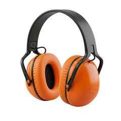 Industrial orange ear protection muffs, cut-out background removal
