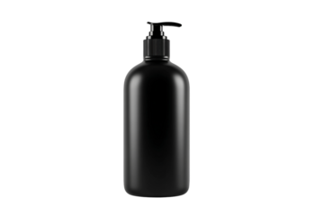 Matte black body lotion bottle simple style isolated on transparent background