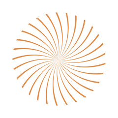 Obraz premium Rotating vintage radial twirl. Orange psychedelic motion graphic element