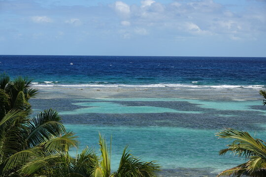 View on Beach and Coral Reef from Mahahual Town, Mexico