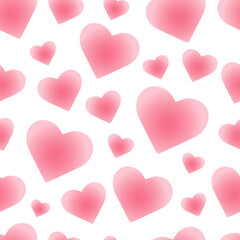 Pink Gradient Hearts Seamless Pattern on White