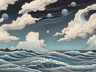 Waves and lines and nebula clouds