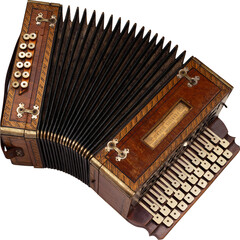 Melody in a Box: A beautifully crafted accordion, a vintage musical instrument, its bellows...