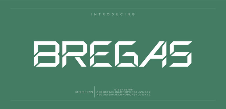 Bregas Minimal modern urban fonts for logo, brand etc. Typography typeface uppercase lowercase and number. vector illustration