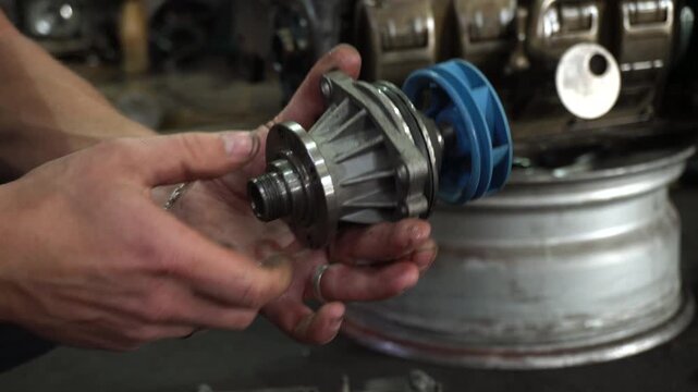 repair and assembly of a standard turbocharged engine for a drift car installation of a new water pump for better engine cooling