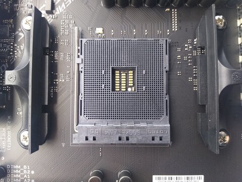 AMD AM4 CPU Socket Close-Up Isolated on White Background