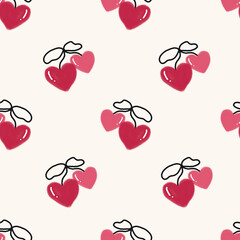Sweet Heart Cherry Seamless Pattern