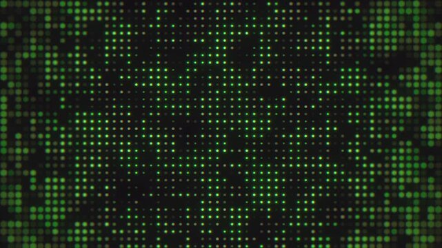 Digital green and yellow dot matrix grid flashing data background