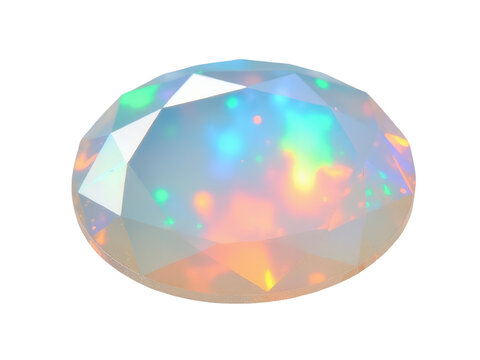 A close-up of a white opalite gemstone on a white background, great for jewelry or decorative purposes