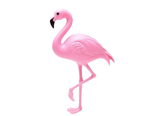 Fototapeta premium A single pink flamingo standing on a white surface, perfect for decorative or artistic use