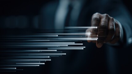 Specialist conducting multistage economic impact assessments with layered project timelines on a digital touchscreen display.