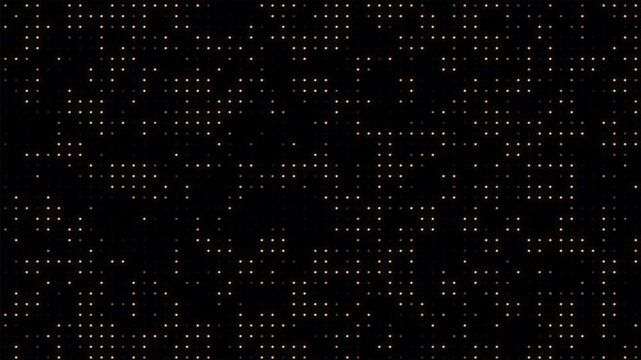 Futuristic yellow pixel grid texture twinkling in dark data background