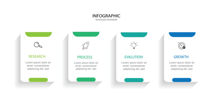  Business infographic template. 4 Infographic elements, technology, education, modern vector illustration.