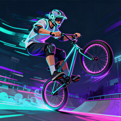 Obraz premium Cyber Futuristic Action Extreme Sport BMX – Sports Vector