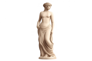 Elegant Statue of Venus with transparent background for design needs.