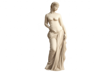 Sculpture of Venus on transparent background; Classical art statue.