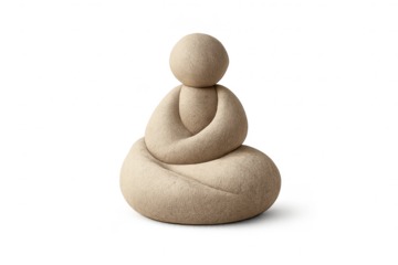 Sculptural beige form on transparent background, modern abstract art