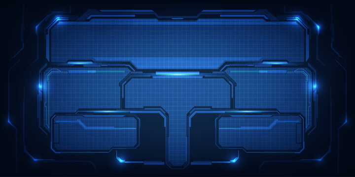 Futuristic frame,screen,panels,border and windows for head up display or dashboard control and technology background.Future sci fi tech style design concepts.Vector illustrations.
