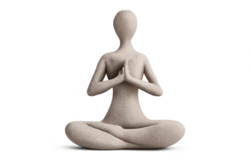 Yoga pose statue on transparent background, peaceful and serene art.
