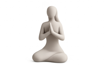 Meditating Woman Statue on transparent background in serene posture.