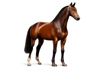 Fototapeta premium Beautiful brown horse image on transparent background studio shot art.