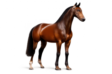 Beautiful brown horse image on transparent background studio shot art.