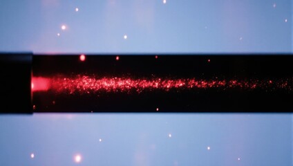 Red Laser Beam in Optical Fiber - High-Speed Data Transmission.