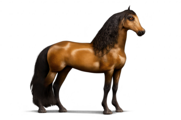 Brown horse portrait isolated on transparent background for graphics.