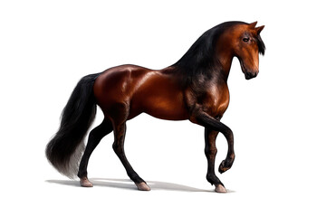 Fototapeta premium Beautiful brown horse, dark mane on a transparent background image art