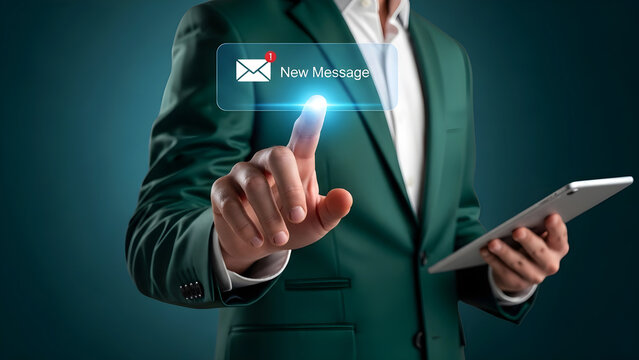 New Message Notification Email Communication and Business Technology Concept - Powered by Adobe