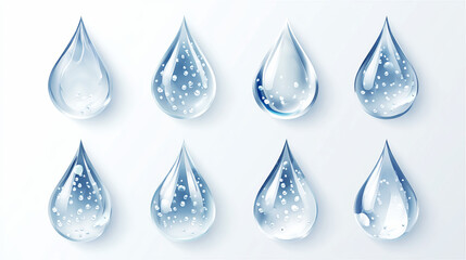 Glossy Raindrop Vector Set with Highlights and Clean Design