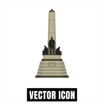 Rizal Monument Manila Philippines, National Hero Statue, Historical Landmark Vector Illustration