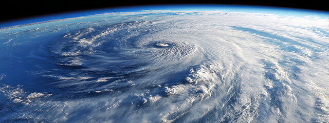 Massive Typhoon Swirling Over Ocean with Dramatic Clouds