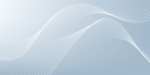 Vector abstract wave line pattern and dot line particle on white, gray color background. Modern graphic design. Flowing halftone, gradient curve shape for data futuristic, technology background © Ismatil