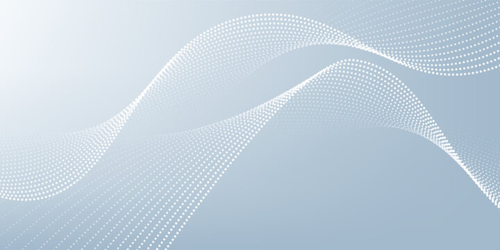 Vector abstract wave line pattern and dot line particle on white, gray color background. Modern graphic design. Flowing halftone, gradient curve shape for data futuristic, technology background