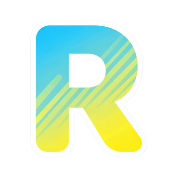 Gradient letter R with white outline.