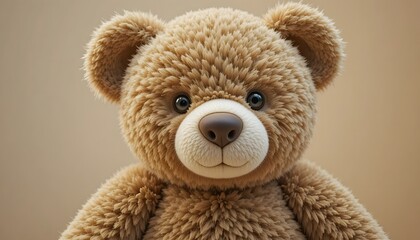 Close-up still life of a teddy bear on a plain background.